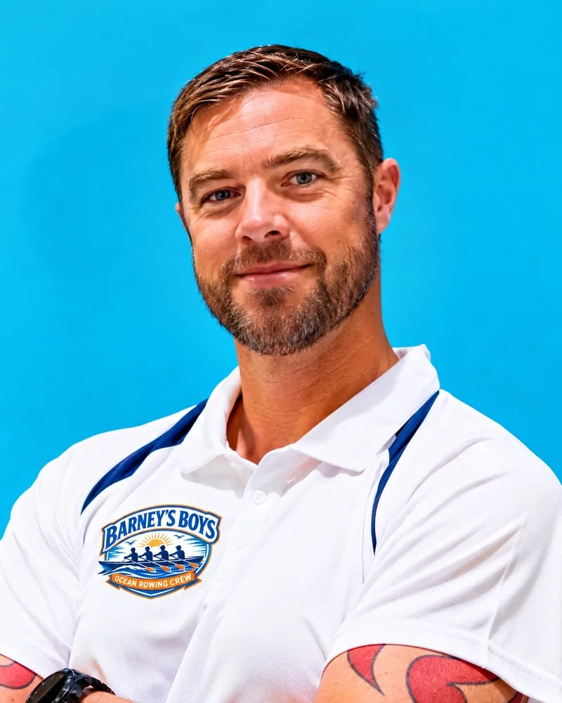 Gary “Binnsy” Binns of Barney's Boys in the crew's white polo shirt
